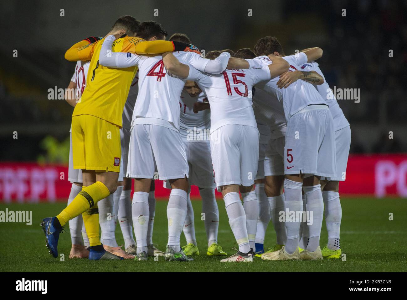 La squadra polacca durante la UEFA Nations League Una partita di Gruppo 3 tra Portogallo e Polonia all'Estadio D. Afonso Henriques a Guimaraes, Portogallo il 20 novembre 2018 (Foto di Andrew Surma/NurPhoto) Foto Stock