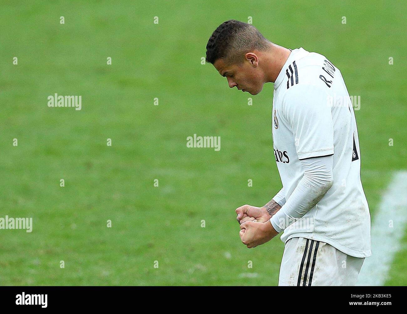 AS Roma - FC Real Madrid : UEFA Youth League il Gruppo G Rodrigo del Real Madrid festeggia il 27 novembre 2018 allo stadio tre Fontane di Roma. (Foto di Matteo Ciambelli/NurPhoto) Foto Stock