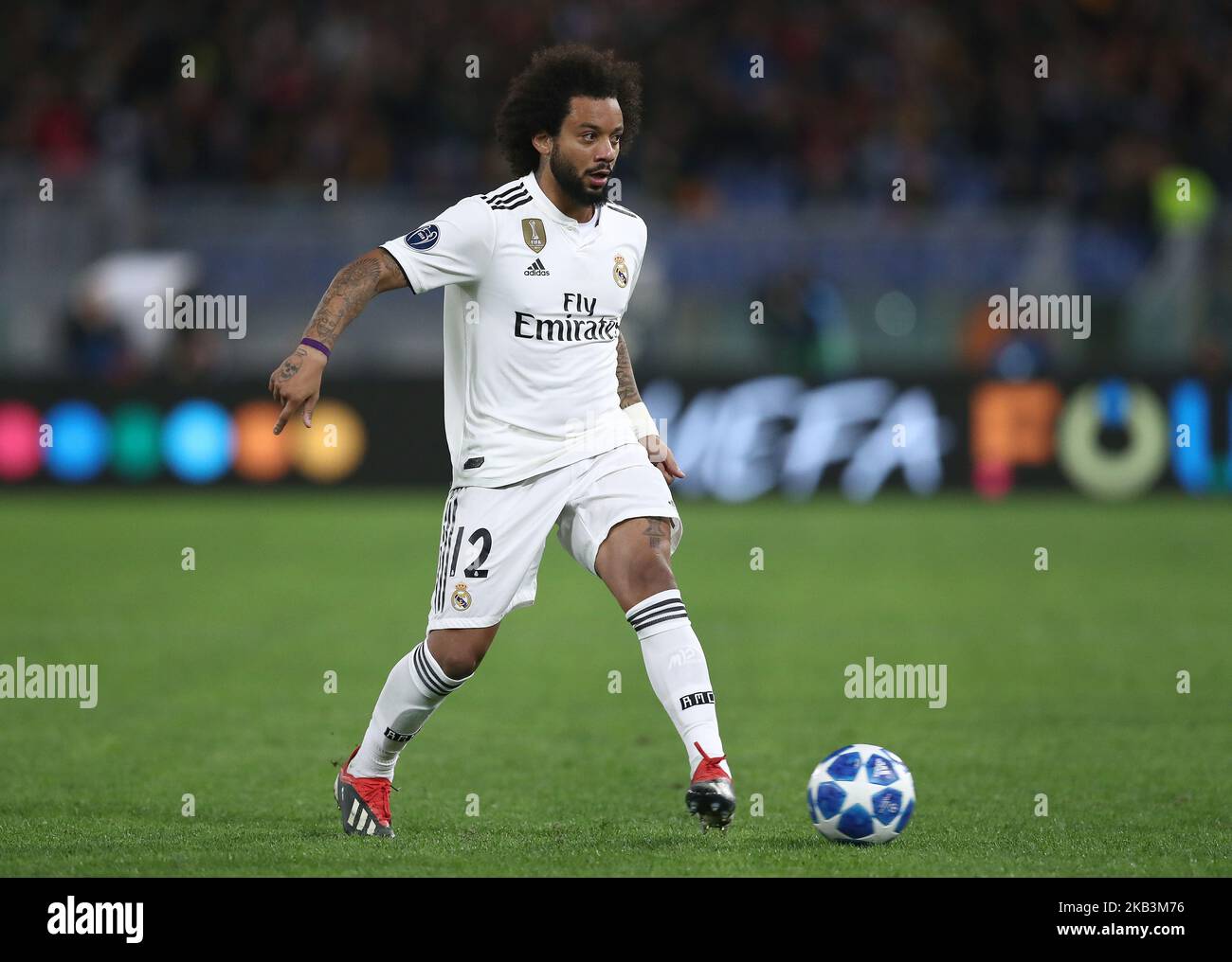 AS Roma contro FC Real Madrid : UEFA Champions League Group G Marcelo del Real Madrid allo stadio Olimpico di Roma il 27 novembre 2018. (Foto di Matteo Ciambelli/NurPhoto) Foto Stock