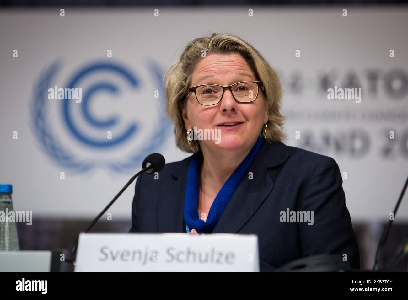 Svenja Schulze (Ministro federale tedesco dell'ambiente, della conservazione della natura e della sicurezza nucleare) durante la Conferenza delle Nazioni Unite sui cambiamenti climatici (COP24) tenutasi a Katowice, Polonia il 3 dicembre 2018 (Foto di Mateusz Wlodarczyk/NurPhoto) Foto Stock