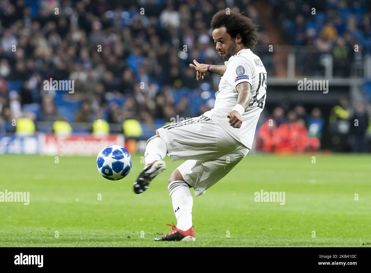 Real Madrid Marcelo durante la partita della UEFA Champions League tra Real Madrid e PFC CSKA Moskva allo stadio Santiago Bernabeu di Madrid, Spagna. Dicembre 12, 2018. (Foto di Peter Sabok/COOLMedia/NurPhoto) Foto Stock