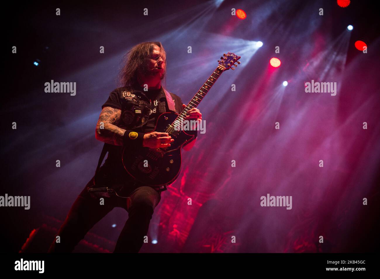 Paul Bostaph della band americana Slayer dei Trash Metal ha suonato dal vivo al Mediolanum Forum di Assago, Milano, il 20 novembre 2018. (Foto di Roberto Finizio/NurPhoto) Foto Stock