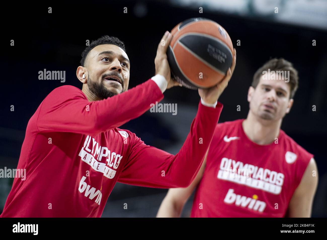 Nigel Williams-Goss di Olympiacos Pireo durante la partita Eurolega della Turkish Airlines tra il Real Madrid e Olympiacos Pireo al Wizink Center di Madrid, Spagna. 10 gennaio 2019.(Foto di Peter Sabok/COOLMedia/NurPhoto) Foto Stock