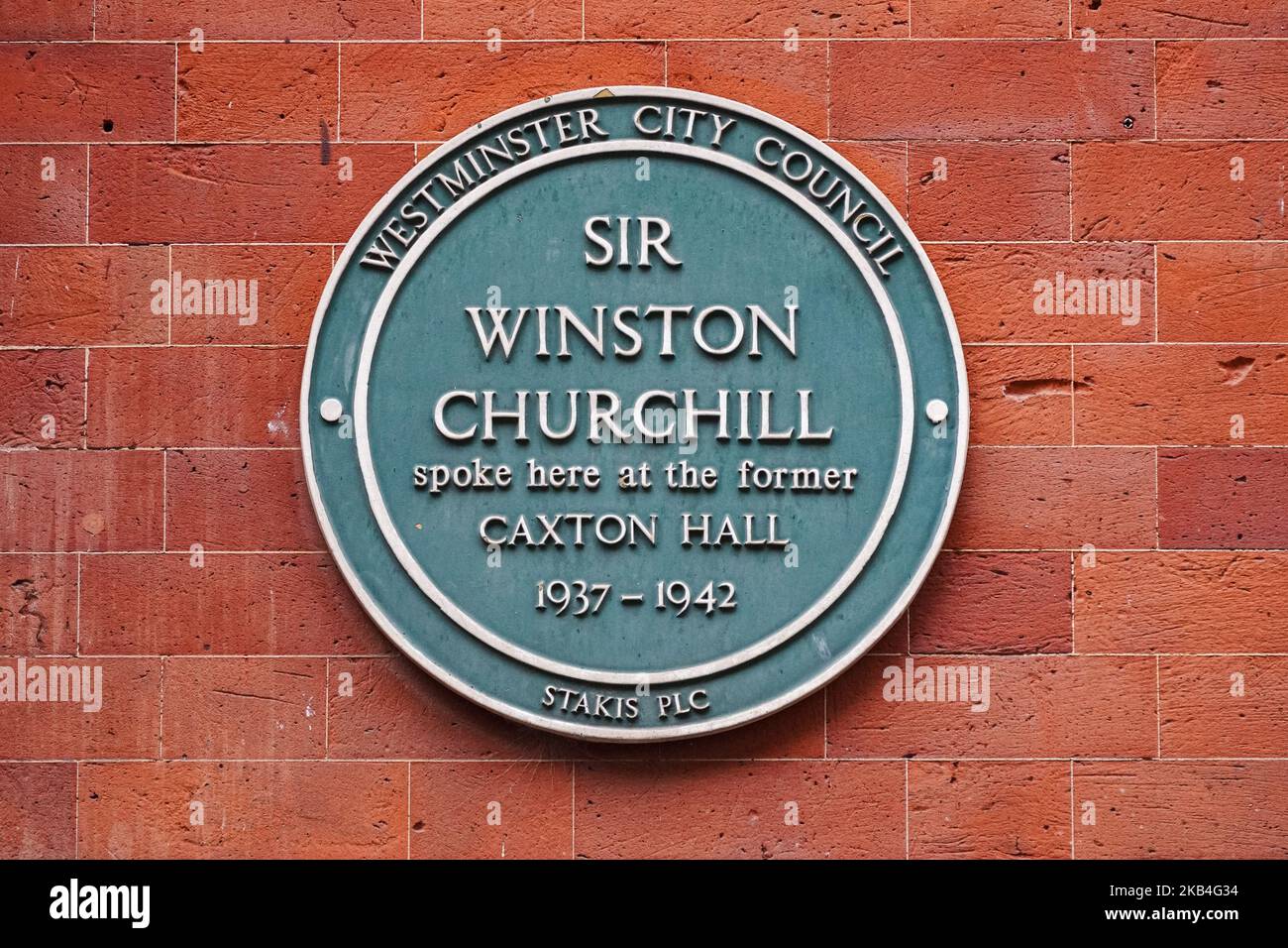 Targa blu di Sir Winston Churchill, Londra Inghilterra Regno Unito Regno Unito Foto Stock