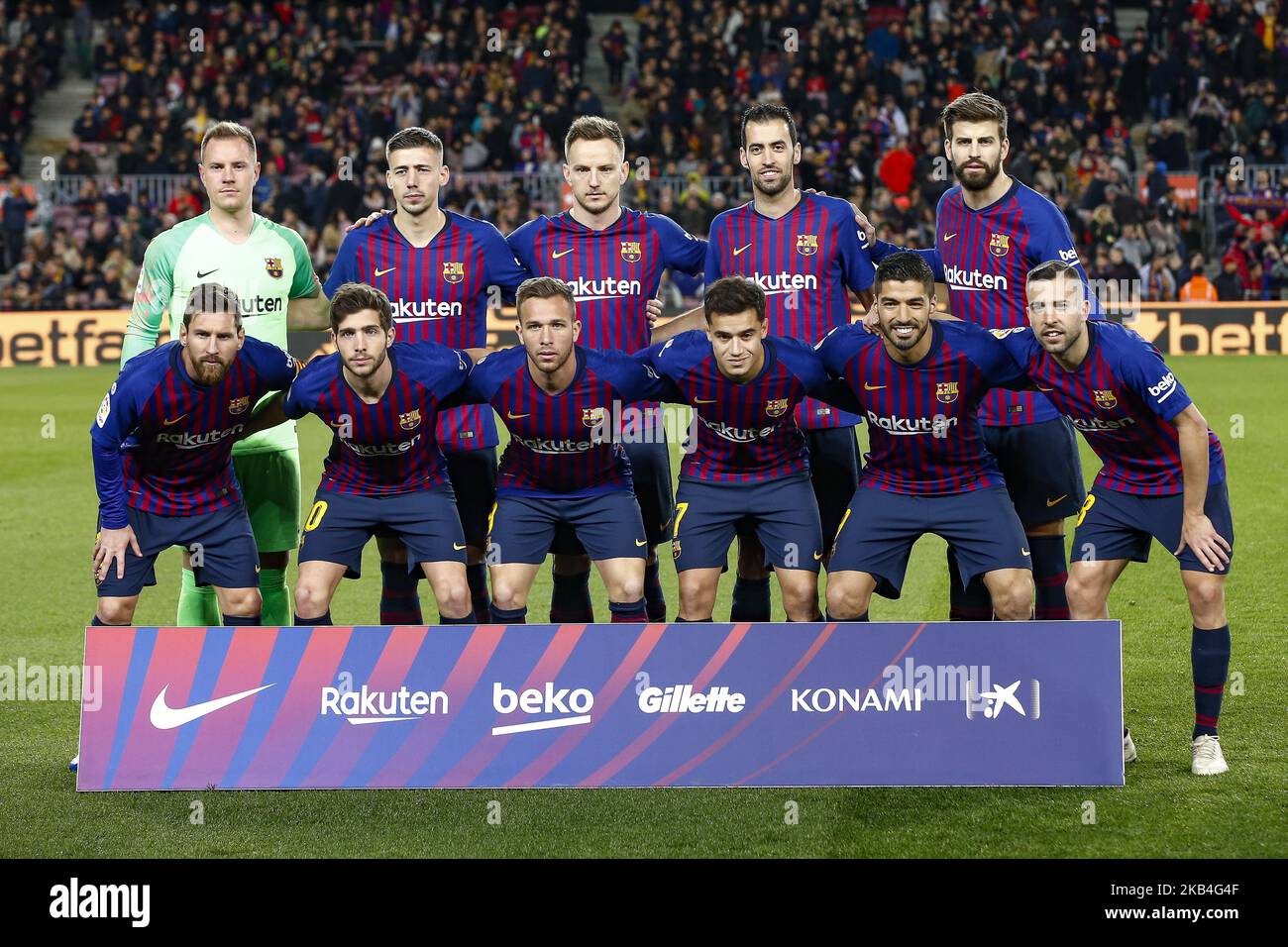 FC Barcelona squadra iniziale durante la partita FC Barcelona contro Eibar, per il round 19 della Liga Santander, disputata a Camp Nou il 13 gennaio 2019 a Barcellona, Spagna. (Foto di Mikel Trigueros/Urbanandsport/NurPhoto) Foto Stock