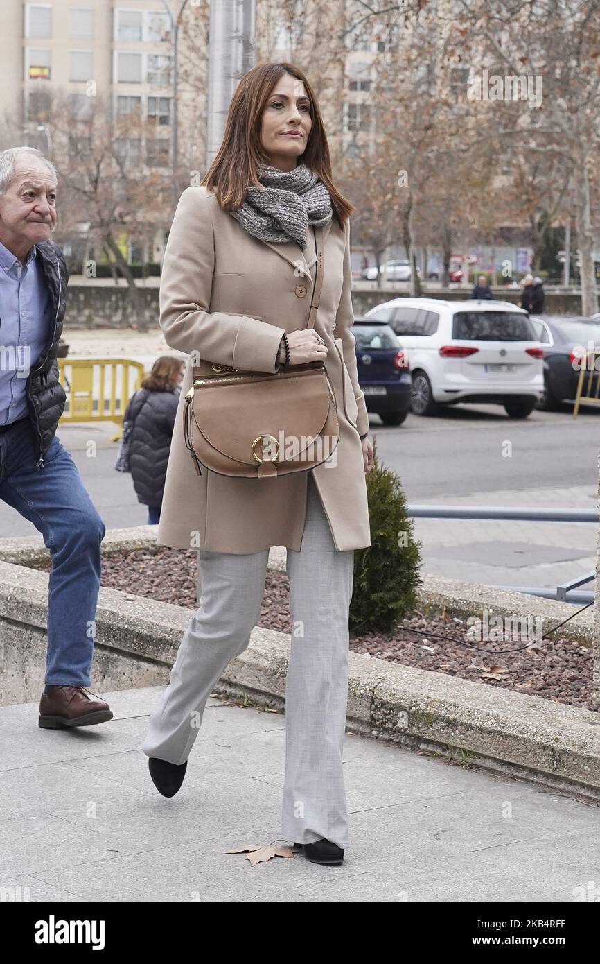 Nagore Aranburu donna di Xabi Alonso dopo aver testimoniato alla Corte Provinciale di Madrid per il processo di evasione fiscale a Madrid, Spagna, il 22 gennaio 2019. (Foto di Oscar Gonzalez/NurPhoto) Foto Stock