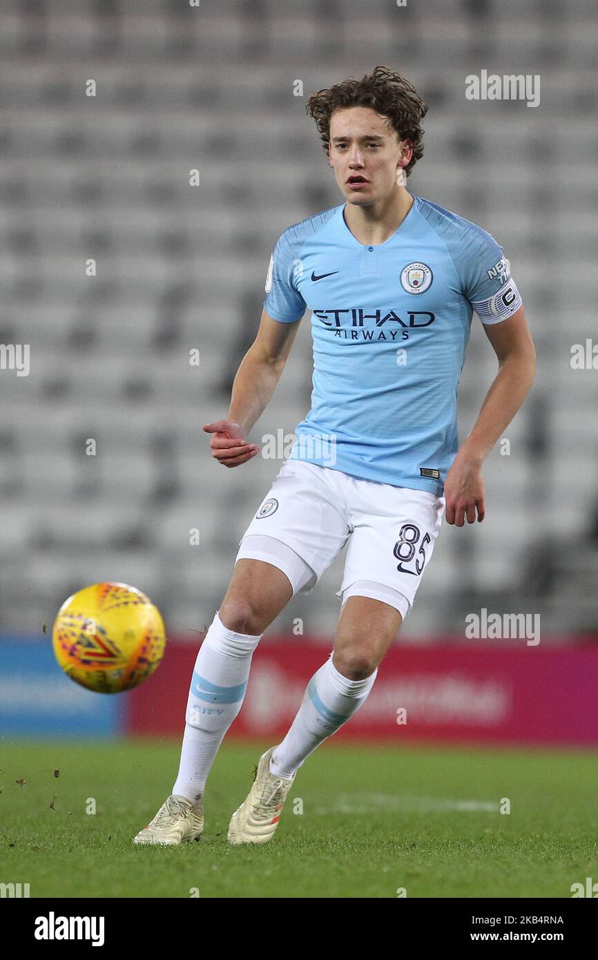 Colin Rsler di Manchester City in azione durante il Checkatrade Trophy Quarter Final Match tra Sunderland e Manchester City Under 23s allo Stadio di luce di Sunderland, Regno Unito, martedì 22 gennaio 2019. (Foto di Mark Fletcher/NurPhoto) Foto Stock