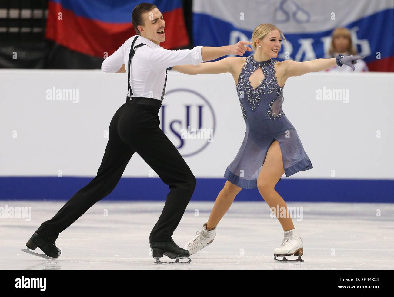 Shari Koch e Christian Nüchtern della Germania si sfidano nella Ice Dance Rhythm Dance durante il terzo giorno del Campionato europeo di Pattinaggio della figura dell'ISU all'Arena di Minsk, in Bielorussia, il 25 gennaio 2019. (Foto di Igor Russak/NurPhoto) Foto Stock