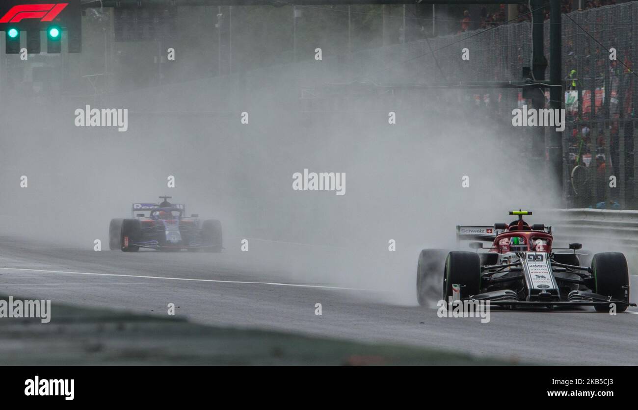 Antonio Giovinazzi d'Italia e il pilota dell'Alfa Romeo Racing F1 Team vanno nella sessione di prove libere sulla Formula 1 Gran Premio Heineken il 06 settembre 2019 a Monza, Italia. (Foto di Robert Szaniszlo/NurPhoto) Foto Stock