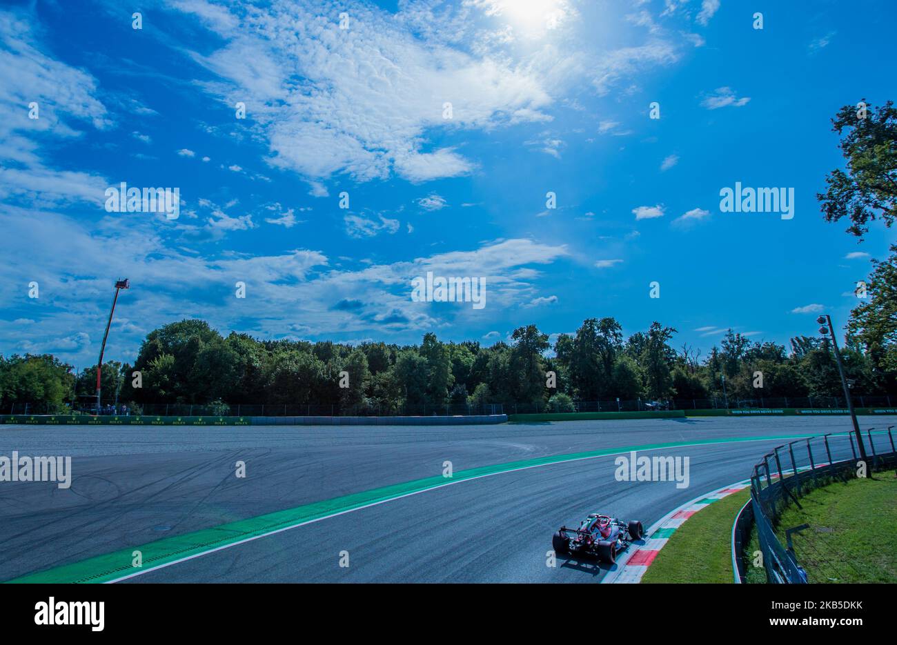 Il finlandese Kimi Räikkönen e il pilota del Team Alfa Romeo Racing F1 vanno in sessione di qualificazione al Gran Premio Heineken di Formula 1 il 07 settembre 2019 a Monza. (Foto di Robert Szaniszló/NurPhoto) Foto Stock