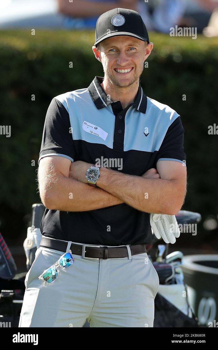 Il capitano di cricket dell'Inghilterra Joe Root durante il campionato di BMW PGA Pro Am al randello di Wentworth, acqua della Virginia il mercoledì 18th settembre 2019. (Foto di Jon Bromley/MI News/NurPhoto) Foto Stock