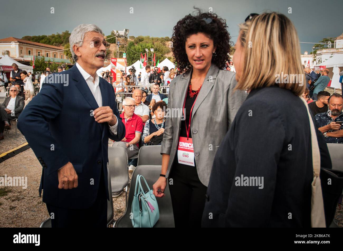 Massimo D'Alema partecipa ad un partito del lavoro organizzato dal partito politico di sinistra articolo 1 - MDP, il 19 settembre 2019 a Roma (Foto di Andrea Ronchini/NurPhoto) Foto Stock