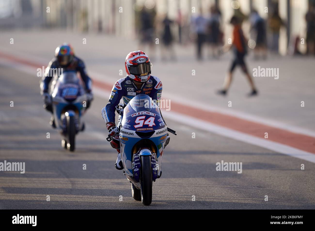 Riccardo Rossi (54) d'Italia e Kommerling Gresini Moto3 Honda durante le prove libere del Gran Premio Michellin de Aragon del campionato mondiale di MotoGP al Motorland Aragon Circuit il 20 settembre 2019 ad Alcaniz, Spagna. (Foto di Jose Breton/Pics Action/NurPhoto) Foto Stock