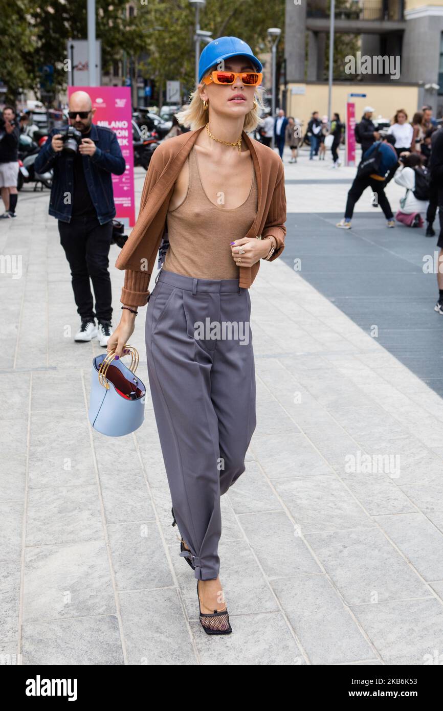 Viktoria Rader ha visto fuori dal Salone Sportmax durante la Fashion Week di Milano Primavera/Estate 2020 il 20 settembre 2019 a Milano. (Foto di Mairo Cinquetti/NurPhoto) Foto Stock