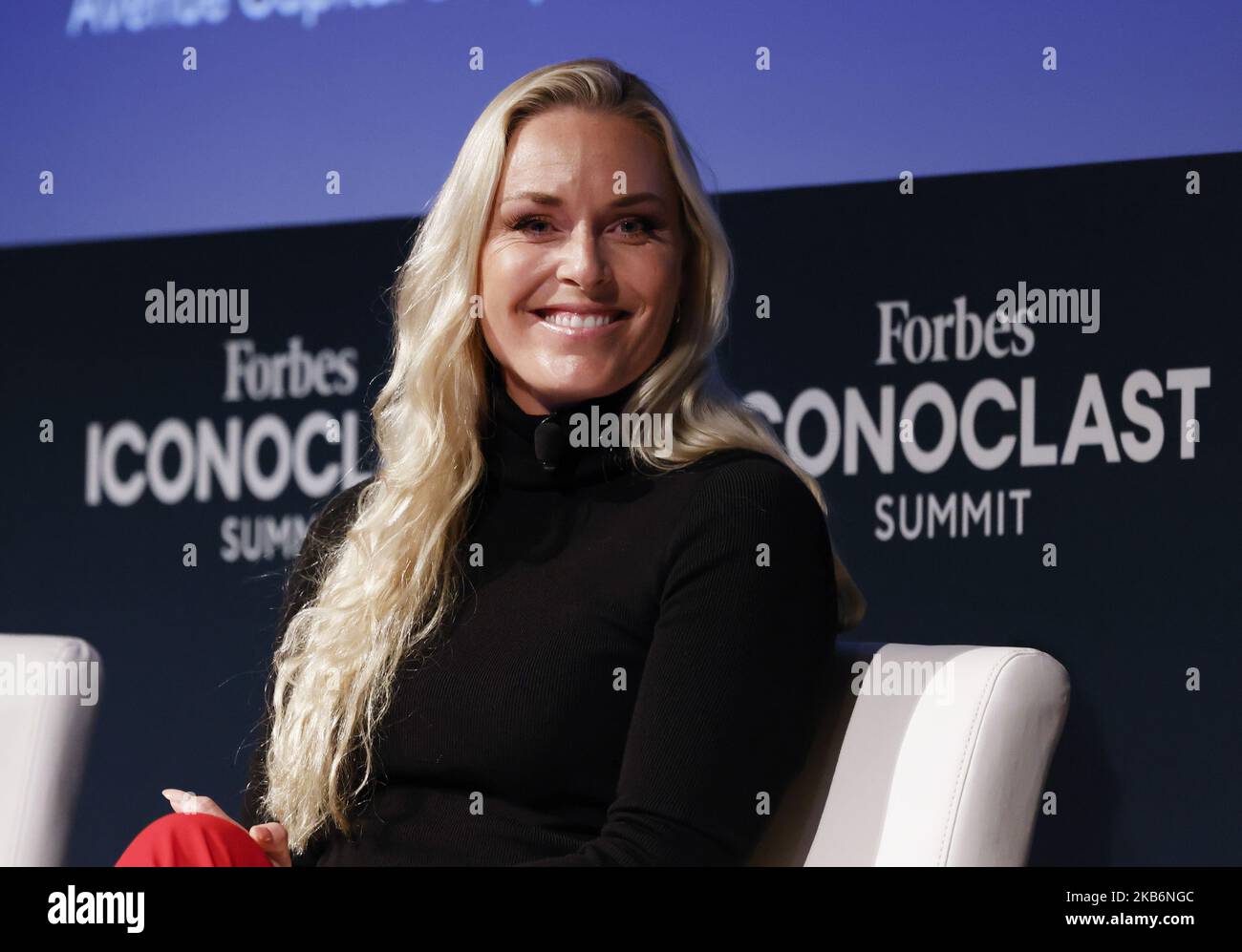 New York, Stati Uniti. 03rd Nov 2022. Lindsey Vonn parla al vertice iconoclasto di Forbes del 2022 alla New York Historical Society giovedì 03 novembre 2022 a New York City. Foto di John Angelillo/UPI Credit: UPI/Alamy Live News Foto Stock