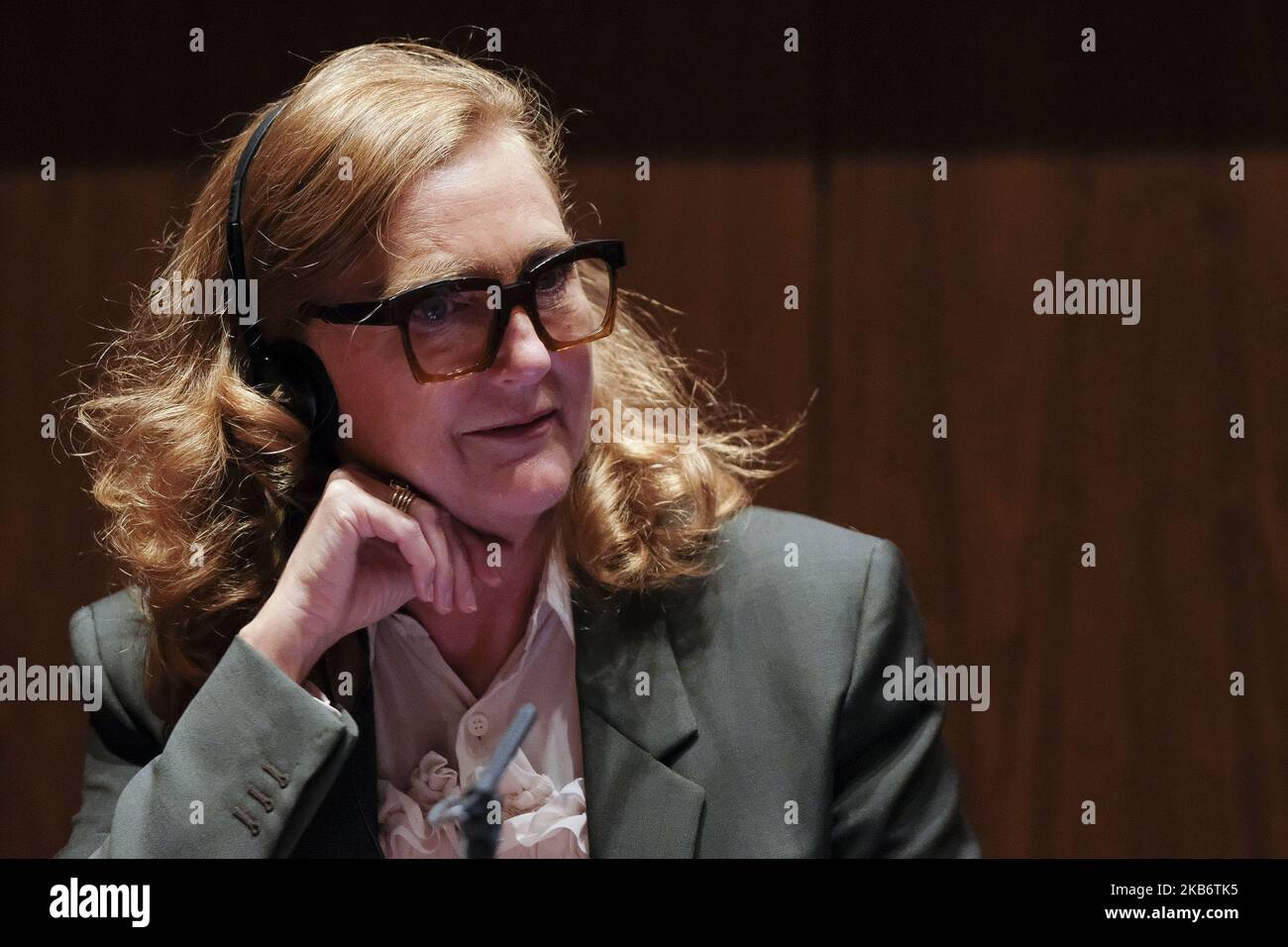 Francesca Thyssen Bornemisza durante la presentazione della mostra più che umana al Museo Nazionale Thyssen-Bornemisza di Madrid, il 24 settembre 2019 Spagna. (Foto di Oscar Gonzalez/NurPhoto) Foto Stock