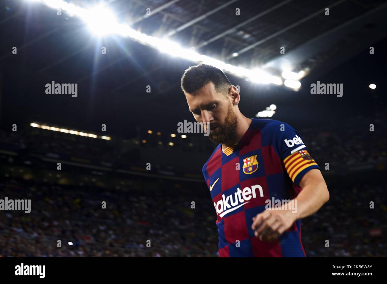 Lionel messi di Barcellona in azione durante la partita Liga tra FC Barcelona e Villarreal CF a Camp Nou il 24 settembre 2019 a Barcellona, Spagna. (Foto di Jose Breton/Pics Action/NurPhoto) Foto Stock
