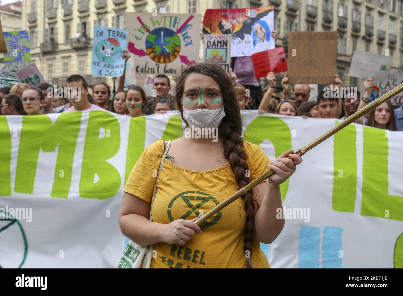 Oltre 20 mila persone, per lo più studenti, partecipano all'evento 'Venerdì per il futuro' contro il cambiamento climatico che si terrà il 27 settembre a Torino. L'evento della lotta per il clima è nato da Greta Thunberg, una bambina di 16 anni ora proposta come Premio Nobel per la pace. (Foto di Massimiliano Ferraro/NurPhoto) Foto Stock