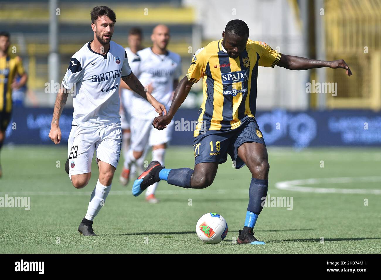 Bright Addae della S.S. Juve Stabia durante la partita di Serie B tra Juve Stabia e COME Cittadella allo Stadio Romeo menti Castellammare di Stabia il 28 settembre 2019. (Foto Franco Romano) Foto Stock