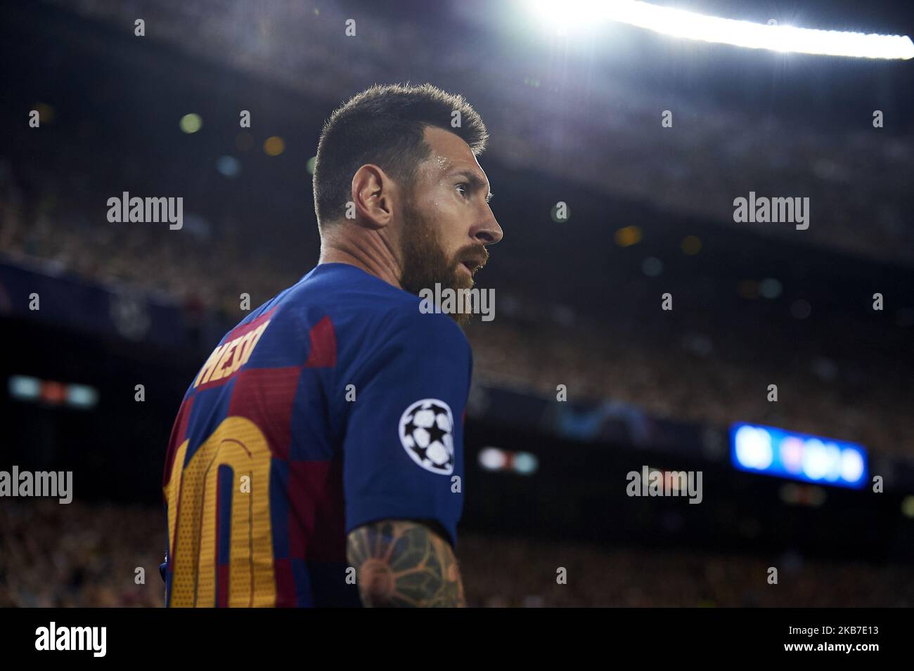 Lionel messi di Barcellona durante la partita di gruppo F della UEFA Champions League tra il FC Barcelona e l'Inter a Camp Nou il 2 ottobre 2019 a Barcellona, Spagna. (Foto di Jose Breton/Pics Action/NurPhoto) Foto Stock