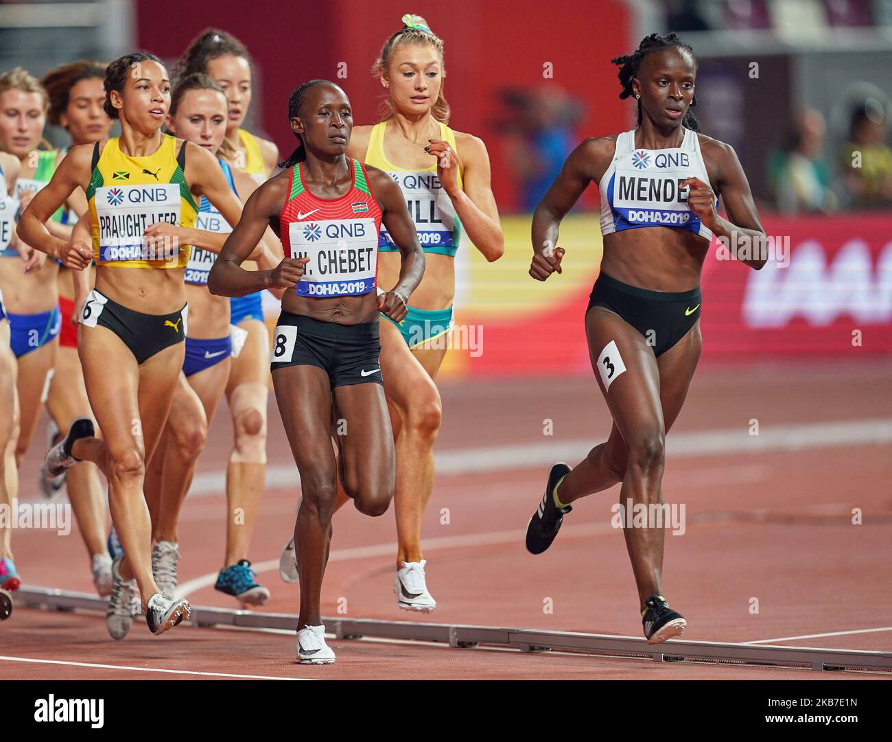 Carla Mendes di Capo Verde gareggia nel 1500 metri per le donne durante i Campionati Mondiali di Atletica IAAF 17th allo Stadio Khalifa di Doha, Qatar, il 2 ottobre 2019. (Foto di Ulrik Pedersen/NurPhoto) Foto Stock