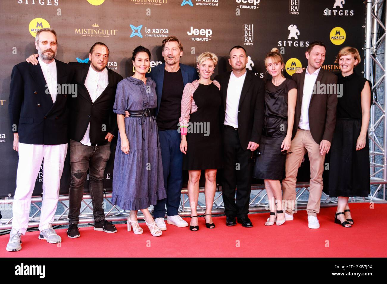 Nikolaj Coster-Waldau, Jonas Alexander Arnby, Rasmus Birch, Katrin Pors, Eva Jakobsen, Niels Thastum, Mike Hess durante il 52th Sitges Fantastic Film Festival all'Auditori di Sitges, Spagna. (Foto di COOLMedia/NurPhoto) Foto Stock