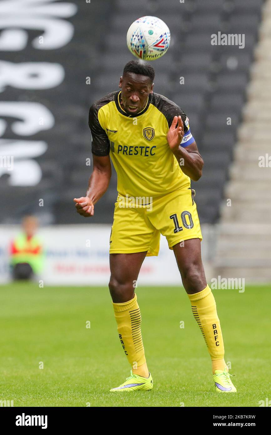 Il capitano Lucas Akins di Burton Albion durante la prima metà della partita della Sky Bet League 1 tra MK Dons e Burton Albion allo stadio MK di Milton Keynes sabato 5th ottobre 2019. (Foto di John Cripps/MI News/NurPhoto) Foto Stock