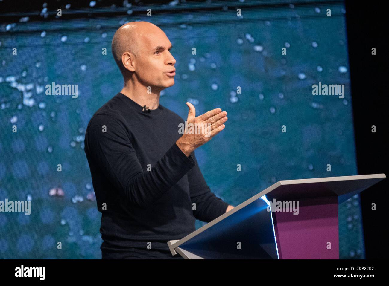 Horacio Rodriguez Larreta, dà il suo discorso durante il dibattito della città di Buenos Aires, a Buenos Aires, Argentina, il 10 ottobre 2019. (Foto di Manuel Cortina/NurPhoto) Foto Stock