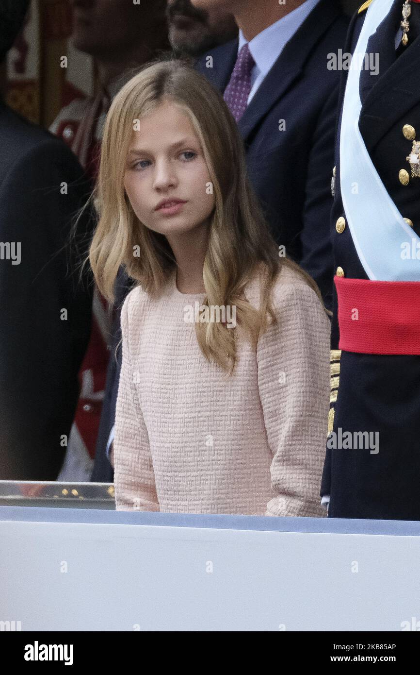 Principessa Leonor di Spagna partecipa alla Parata militare della Giornata Nazionale il 12 ottobre 2019 a Madrid (Foto di Oscar Gonzalez/NurPhoto) Foto Stock