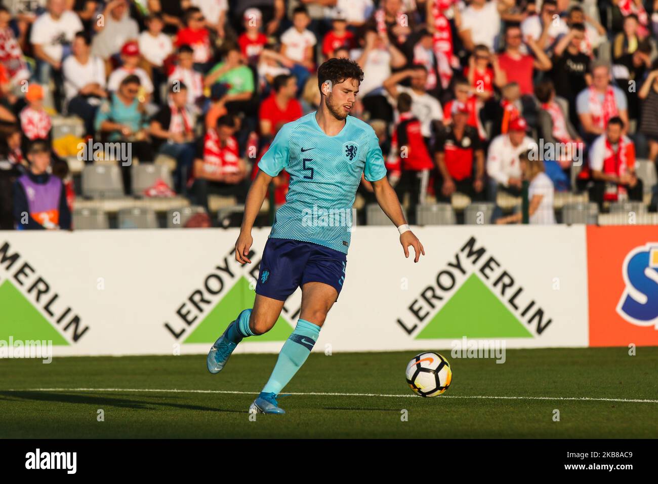 Kik Pierie (NED) durante la partita di calcio della Elite League U21 tra Polonia U20 e Paesi Bassi U20 del 14 ottobre 2019 a Kalisz, Polonia. (Foto di Foto Olimpik/NurPhoto) Foto Stock