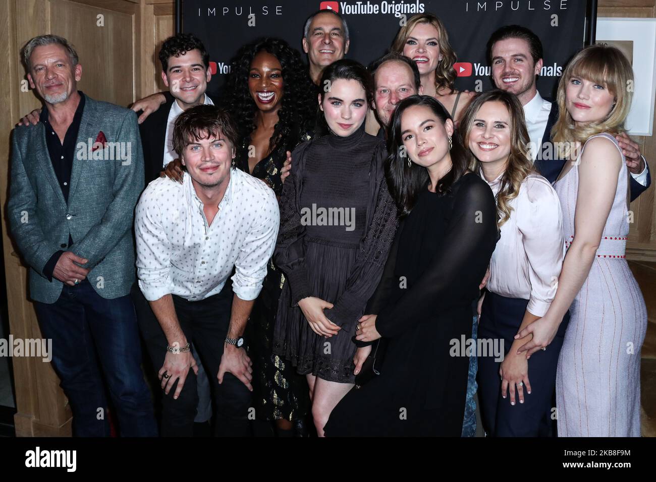 WEST HOLLYWOOD, LOS ANGELES, CALIFORNIA, USA - OTTOBRE 15: Callum Keith Rennie, Daniel Maslany, Enuka Okuma, Missi Pyle, Craig Arnold, Maddie Hasson, Tanner Stine, Sarah Desjardins, Matt Gordon, Genevieve Kang e Lauren LeFranc arrivano alla Los Angeles Special Screening della Stagione 2 'Impulse' di YouTube Original che si tiene presso i San Vicente Bungalows il 15 ottobre 2019 a West Hollywood, Los Angeles, California, Stati Uniti. (Foto di Xavier Collin/Image Press Agency/NurPhoto) Foto Stock