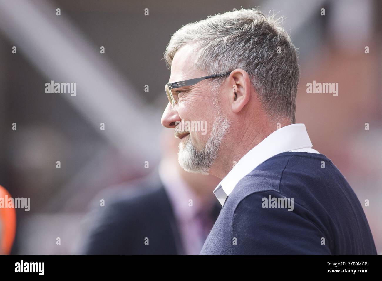 Una foto del file datata 20 aprile 2019 mostra Hearts Manager Craig Levein prima della partita Ladbrokes Premiership tra Hearts e Rangers al Tynecastle Park il 20 2019 aprile a Edinbugh, Regno Unito. Craig Levein è stato esonerato dai suoi primi compiti manageriali di squadra, Austin MacPhee si prenderà il controllo dei primi affari di squadra, su base provvisoria a partire dal 31 ottobre 2019. (Foto di Ewan Bootman/NurPhoto) Foto Stock