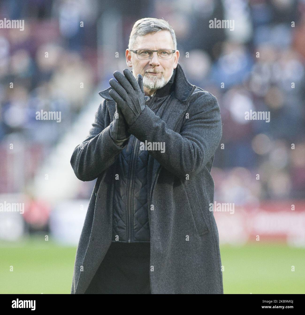 Una foto del file datata 10 febbraio 2019 mostra Hearts Manager Craig Levein durante la partita della William Hill Scottish Cup tra Hearts e Auchinleck Talbot al Tynecastle Park il 10 febbraio 2019 a Edinbugh, Regno Unito. Craig Levein è stato esonerato dai suoi primi compiti manageriali di squadra, Austin MacPhee si prenderà il controllo dei primi affari di squadra, su base provvisoria a partire dal 31 ottobre 2019. (Foto di Ewan Bootman/NurPhoto) Foto Stock