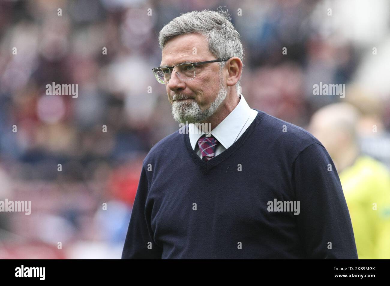 Una foto del file datata 4 maggio 2019 mostra Hearts Manager Craig Levein durante la partita di Ladbrokes Premiership tra Hearts e Kilmarnock al Tynecastle Park il 04 2019 maggio a Edinbugh, Regno Unito. Craig Levein è stato esonerato dai suoi primi compiti manageriali di squadra, Austin MacPhee si prenderà il controllo dei primi affari di squadra, su base provvisoria a partire dal 31 ottobre 2019. (Foto di Ewan Bootman/NurPhoto) Foto Stock