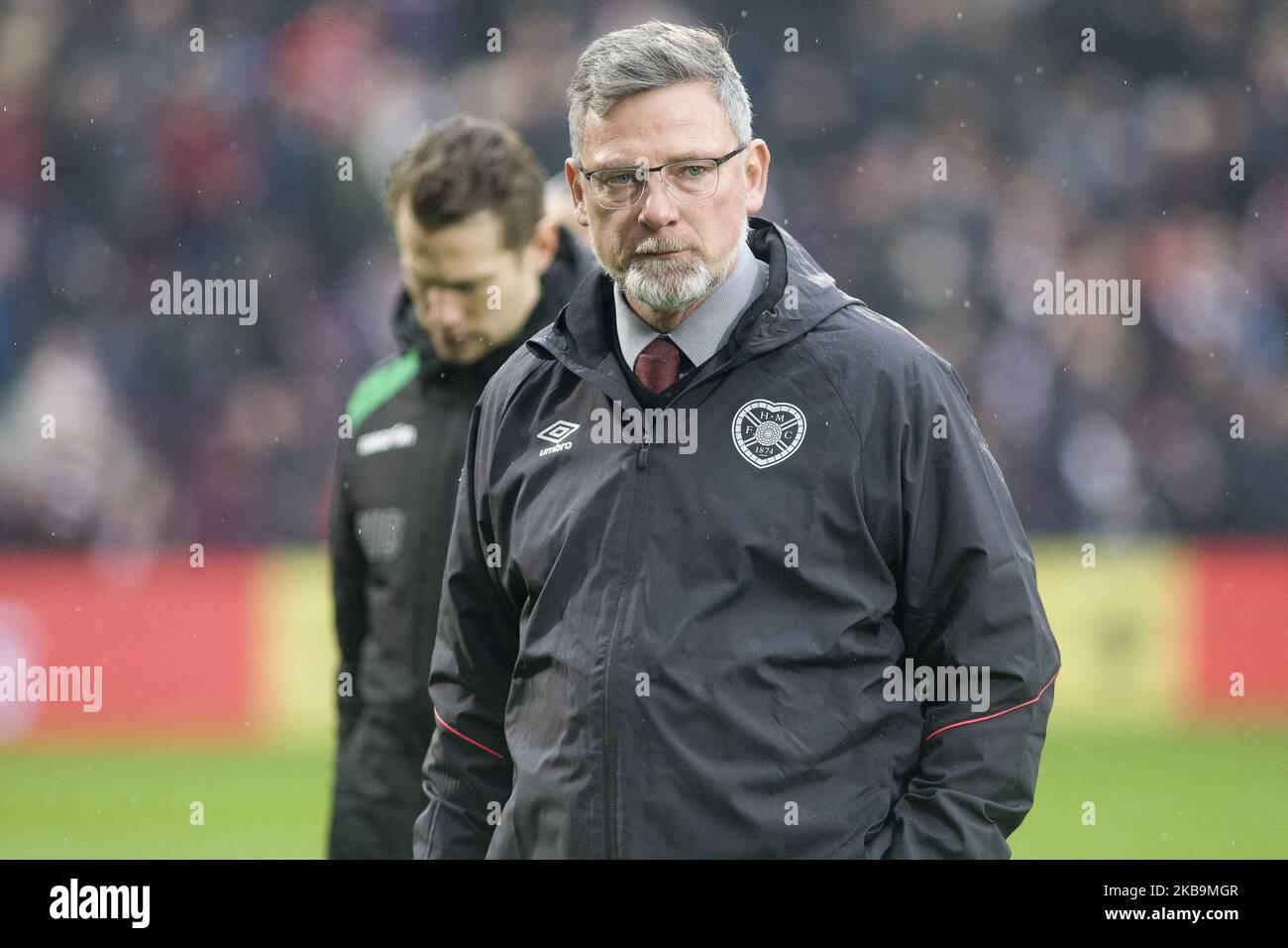 Una foto del file datata 6 aprile 2019 mostra Hearts Manager Craig Levein durante il Ladbrokes Premiership match tra Hearts e Hibernian al Tynecastle Park il 6 aprile 2019 a Edinbugh, Regno Unito. Craig Levein è stato esonerato dai suoi primi compiti manageriali di squadra, Austin MacPhee si prenderà il controllo dei primi affari di squadra, su base provvisoria a partire dal 31 ottobre 2019. (Foto di Ewan Bootman/NurPhoto) Foto Stock