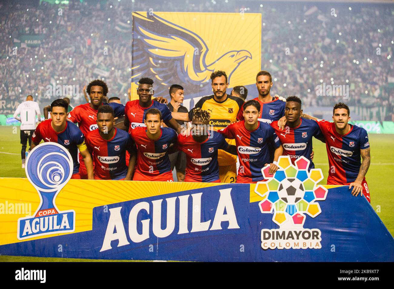 Independiente Medellin line-up prima della Copa Aguila 2019 finale 1/2 partita tra Deportivo Cali e Independiente Medellin il 2 novembre 2019, a Santiago de Cali, Colombia, (Foto di Juan Carlos Torres/NurPhoto) Foto Stock