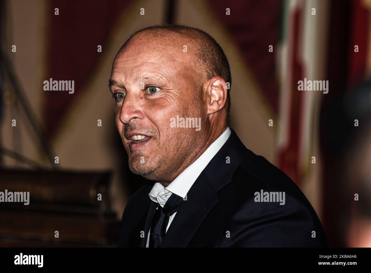 Rosario Pergolizzi durante la visita ufficiale al Palazzo delle Aquile con il sindaco di Palermo Leoluca Orlando e il consiglio comunale. Palermo 5 novembre 2019. (Foto di Francesco Militello Mirto/NurPhoto) Foto Stock