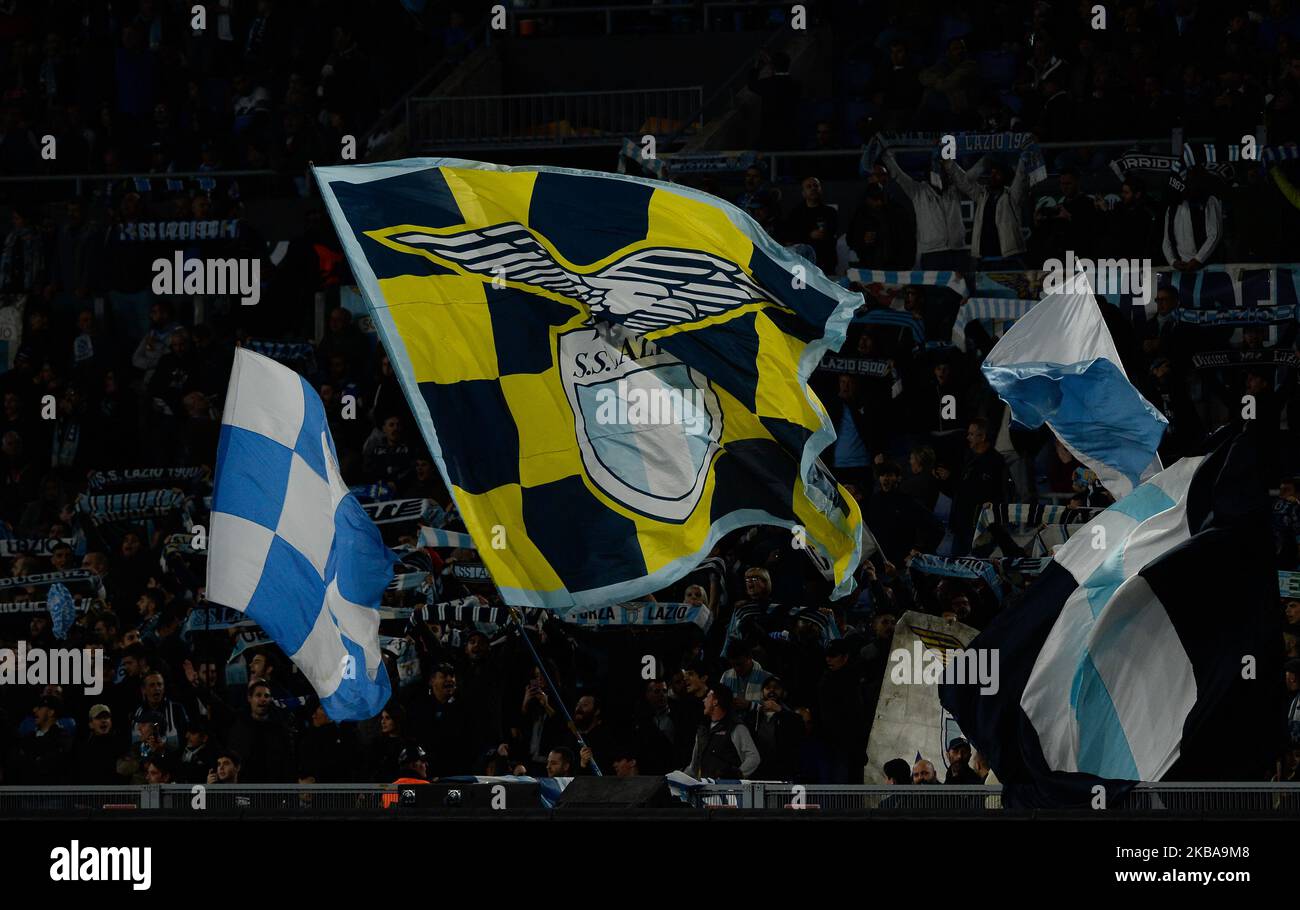 Tifosi SS Lazio durante la partita di calcio della lega europea SS Lazio vs Celtic FC allo Stadio Olimpico di Roma, il 07 novembre 2019. (Foto di Silvia Lore/NurPhoto) Foto Stock