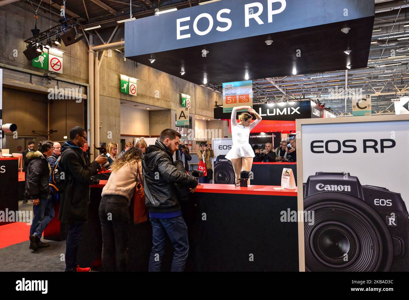 Brand Canon presenta la sua nuova serie di fotocamere EOS R alla più grande fiera commerciale francese che copre tutti i temi legati alla fotografia – 08 novembre 2019 Parigi (Foto di Daniel Pier/NurPhoto) Foto Stock