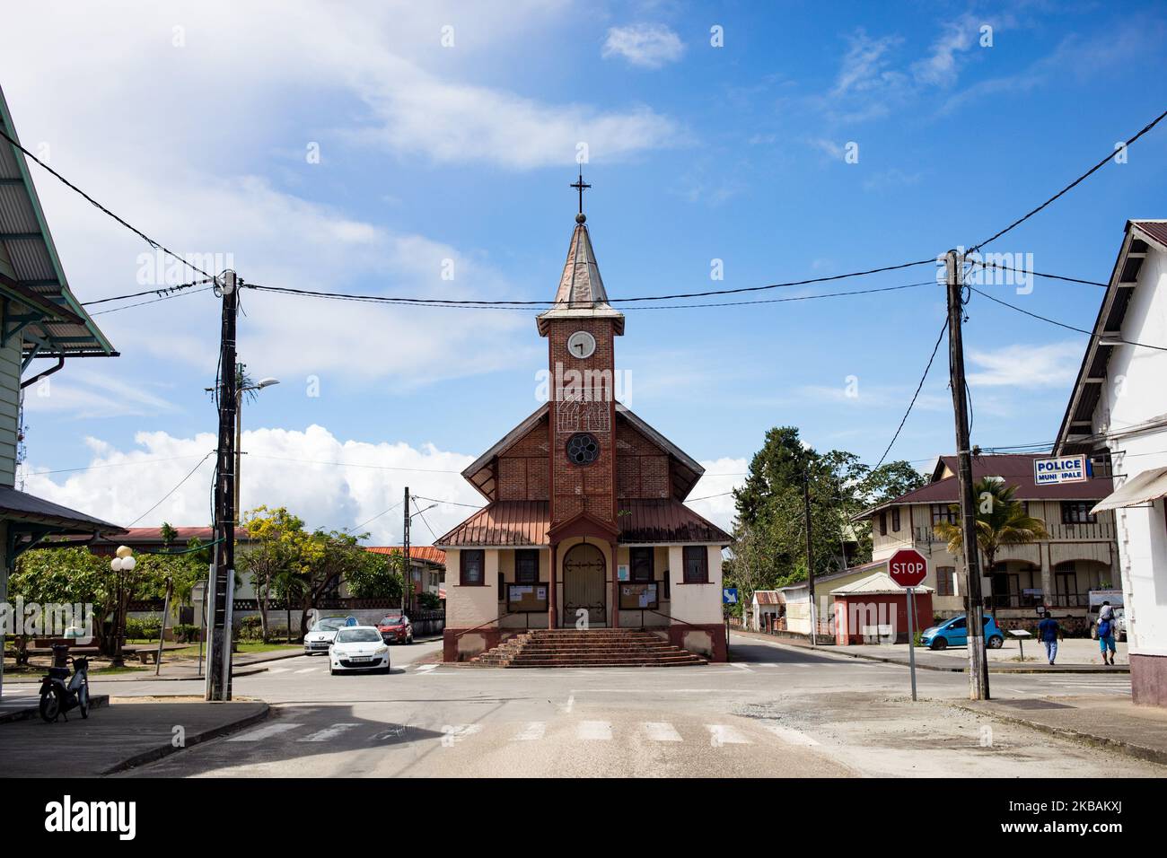 Saint-Laurent-du-Maroni, Francia, 4 luglio 2019. Chiesa di San Lorenzo a Saint-Laurent-du-Maroni. (Foto di Emeric Fohlen/NurPhoto) Foto Stock