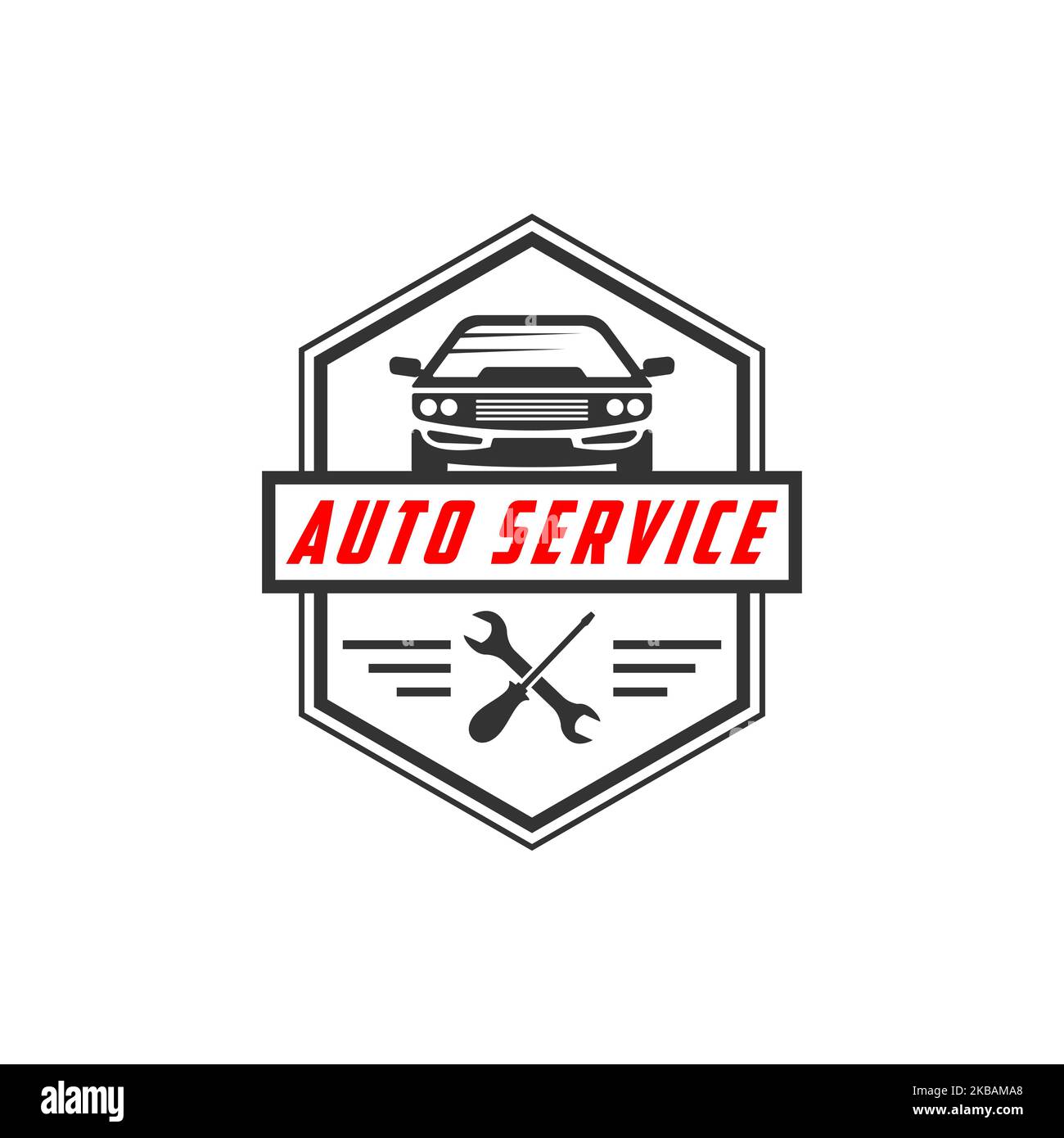 auto service logo scudo vettore design, meglio per negozio di auto, garage, ricambi logo badge vettore premium Illustrazione Vettoriale