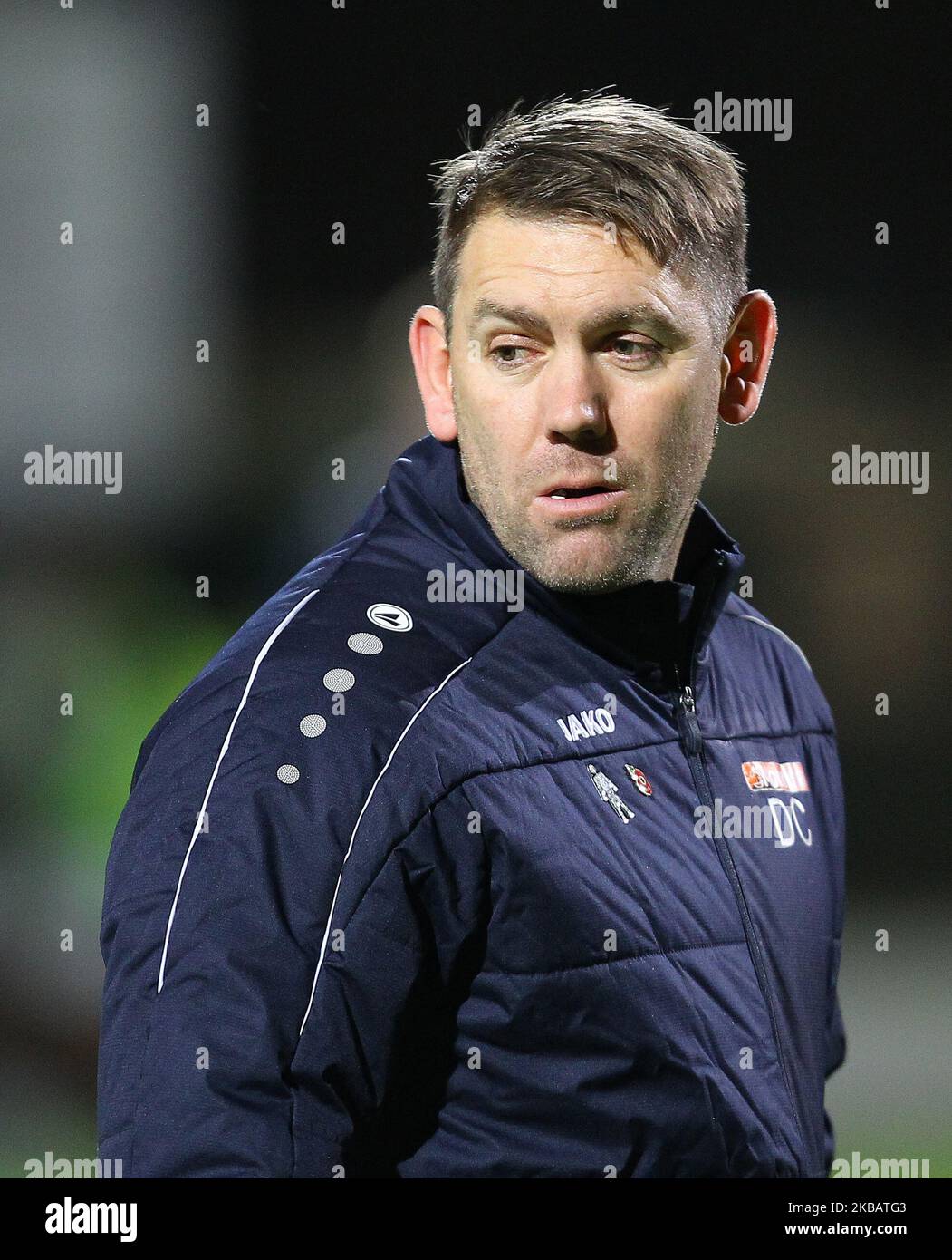 Hartlepool Unitedl boss Dave Challinor davanti alla partita di fa Cup tra Yeovil Town e Hartlepool United a Huish Park, Yeovil Martedì 12th novembre 2019. (Foto di MI News/NurPhoto) Foto Stock