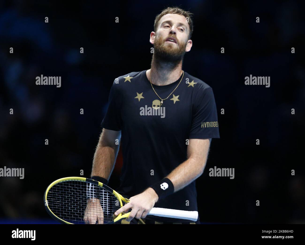 Michael Venus (NZL) in azione durante la partita finale del Campionato doppio Pierre-Hughes Herbert e Nicolas Mahut (fra) contro Raven Klaasen (RSA) e Michael Venus (NZL) International Tennis - Nitto ATP World Tour Finals Day 8 - martedì 17th novembre 2019 - O2:00 Arena - Londra (Photo by Action Foto Sport/NurPhoto) Foto Stock