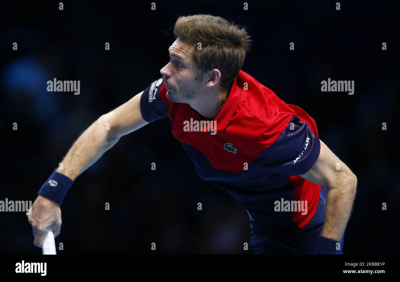 Nicolas Mahut (fra) in azione durante la semifinale Doubles Pierre-Hughes Herbert e Nicolas Mahut (fra) contro Lukasz Kubot (POL) e Marcelo Melo (BRA) International Tennis - Nitto ATP World Tour Finals Day 3 - martedì 16th novembre 2019 - O2:00 Arena - Londra (Photo by Action Foto Sport/NurPhoto) Foto Stock