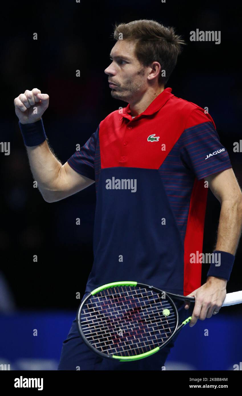Nicolas Mahut (fra) in azione durante la semifinale Doubles Pierre-Hughes Herbert e Nicolas Mahut (fra) contro Lukasz Kubot (POL) e Marcelo Melo (BRA) International Tennis - Nitto ATP World Tour Finals Day 3 - martedì 16th novembre 2019 - O2:00 Arena - Londra (Photo by Action Foto Sport/NurPhoto) Foto Stock