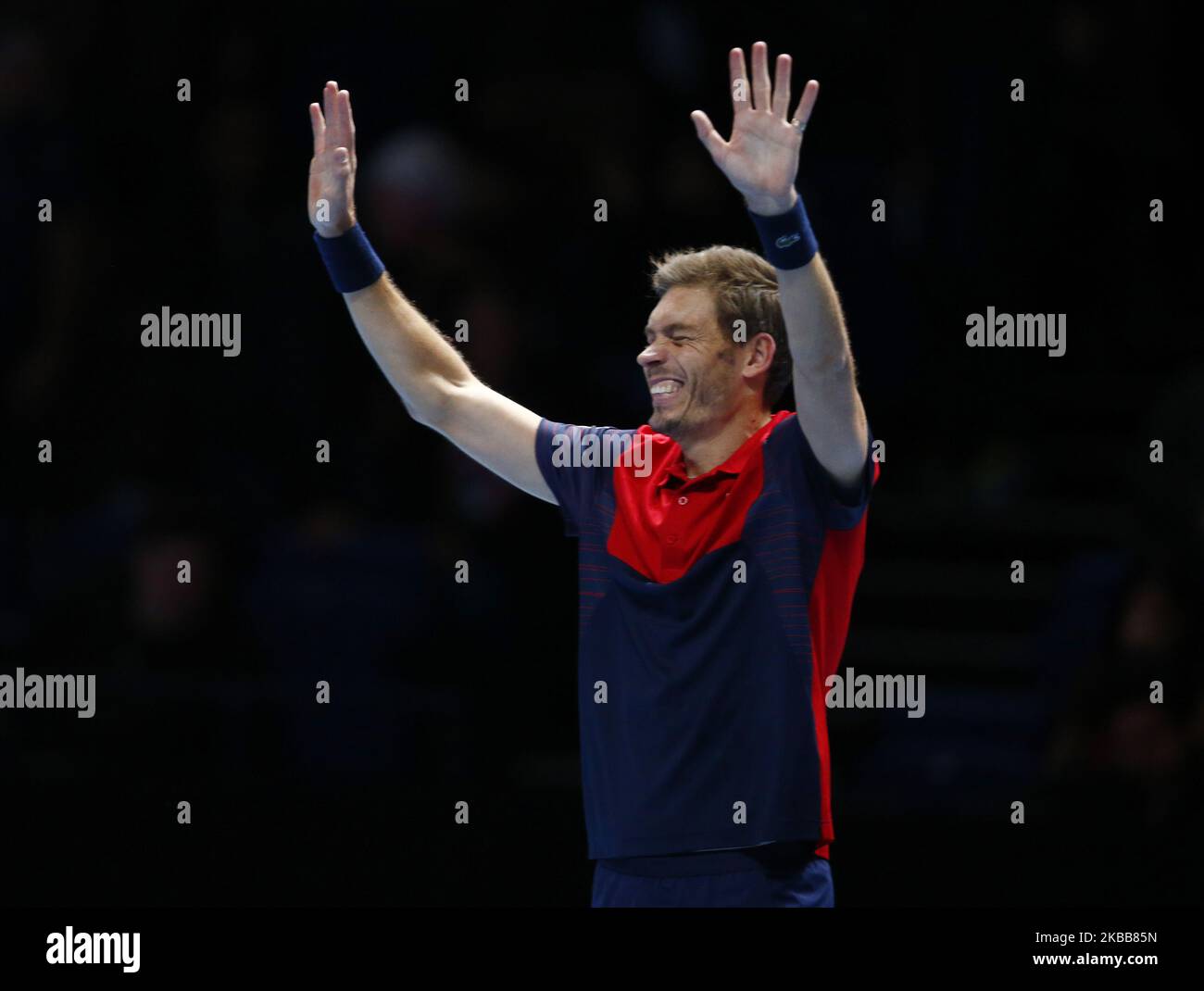 Nicolas Mahut (fra) raggiungere la finale del doppio durante la semifinale del doppio Pierre-Hughes Herbert e Nicolas Mahut (fra) contro Lukasz Kubot (POL) e Marcelo Melo (BRA) International Tennis - Nitto ATP World Tour Finals Day 3 - Martedì 16th Novembre 2019 - O2:00 Arena - Londra (Foto di Action Foto Sport/NurPhoto) Foto Stock
