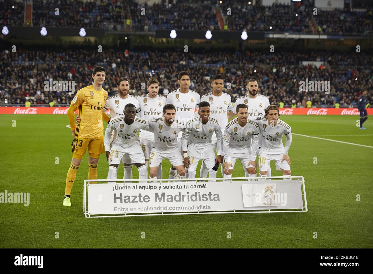 Foto di squadra del Real Madrid durante la partita della Liga tra il Real Madrid e la Real Sociedad allo stadio Santiago Bernabeu di Madrid, Spagna. Novembre 23, 2019. (Foto di A. Ware/NurPhoto) Foto Stock
