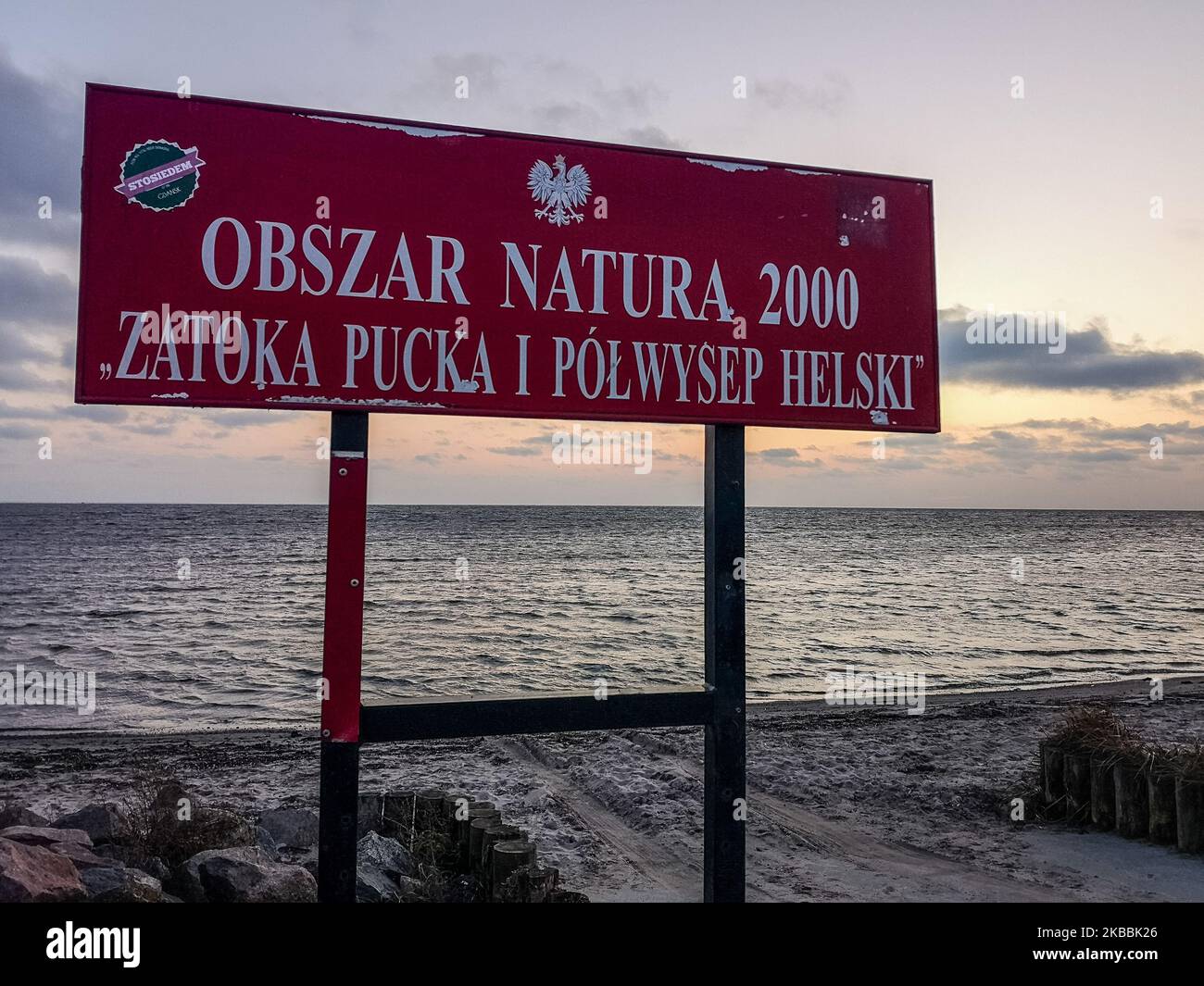 Vista generale della baia di Puck (Mar Baltico) una parte dell'area di protezione della natura 2000 è vista a Oslonino, Polonia il 23 novembre 2019 (Foto di Michal Fludra/NurPhoto) Foto Stock