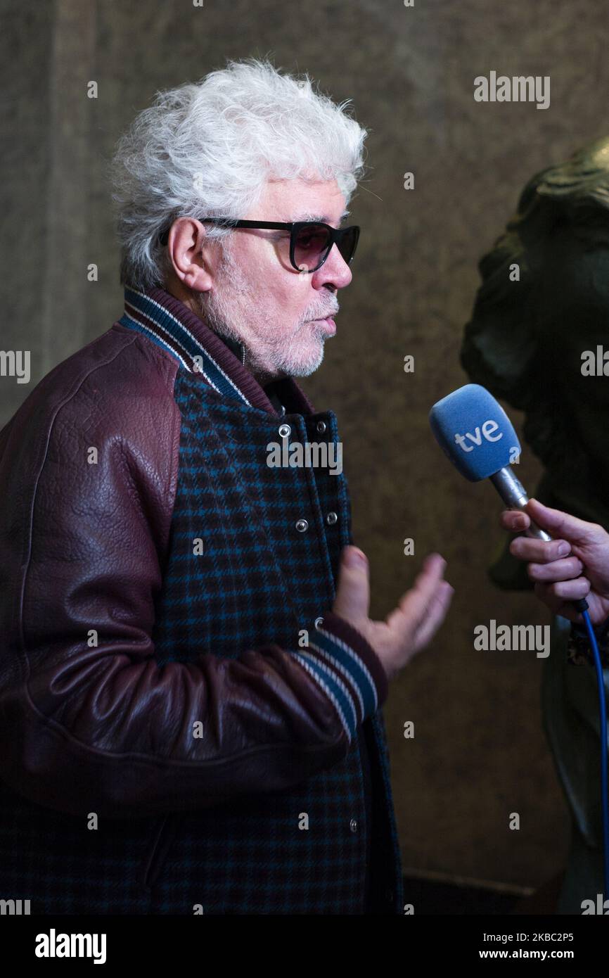 Il direttore Pedro Almodovar partecipa alla Goya Candidates Lecture del 34rd° edizione all'Academia de Cine il 02 dicembre 2019 a Madrid, Spagna. (Foto di Oscar Gonzalez/NurPhoto) Foto Stock