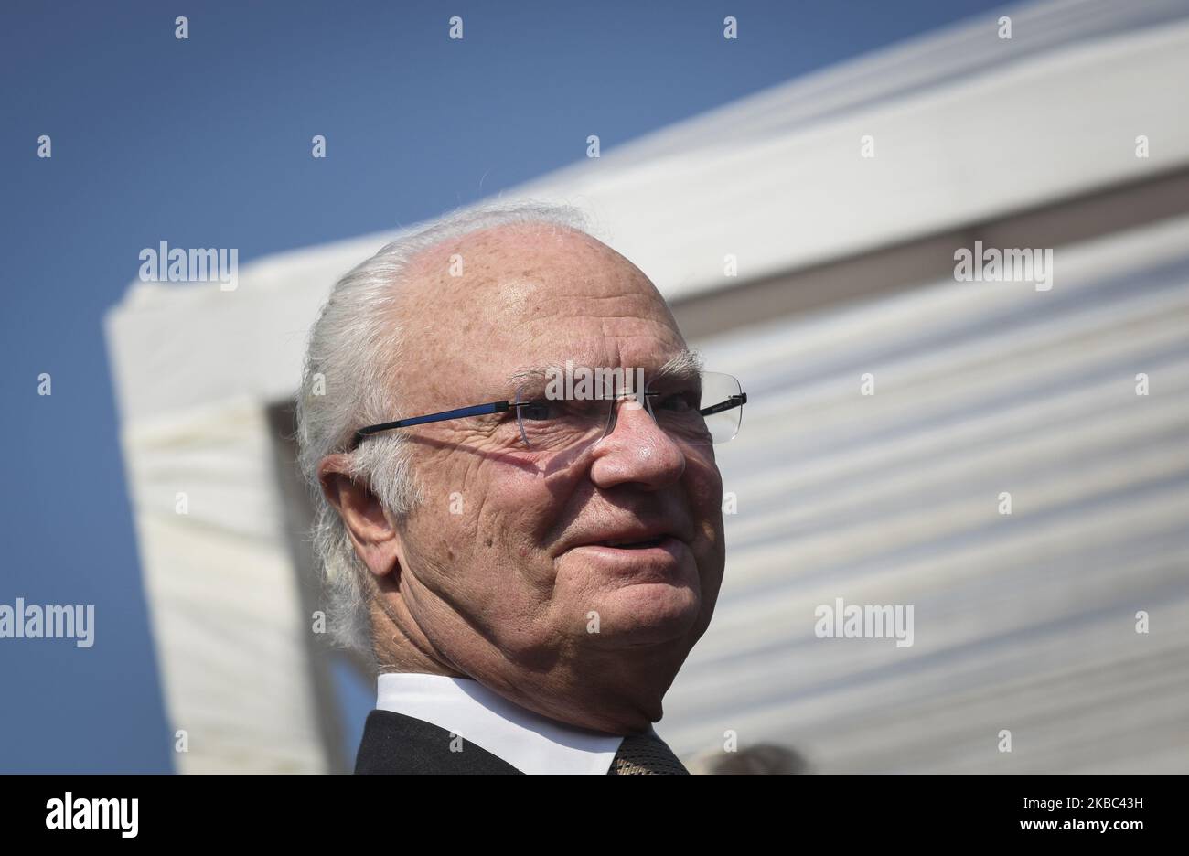 Il 3 dicembre 2019 il re svedese Carl XVI Gustaf partecipa a un programma sulla lotta contro le emissioni e l'inquinamento atmosferico a Nuova Delhi (India). (Foto di Indraneel Chowdhury/NurPhoto) Foto Stock
